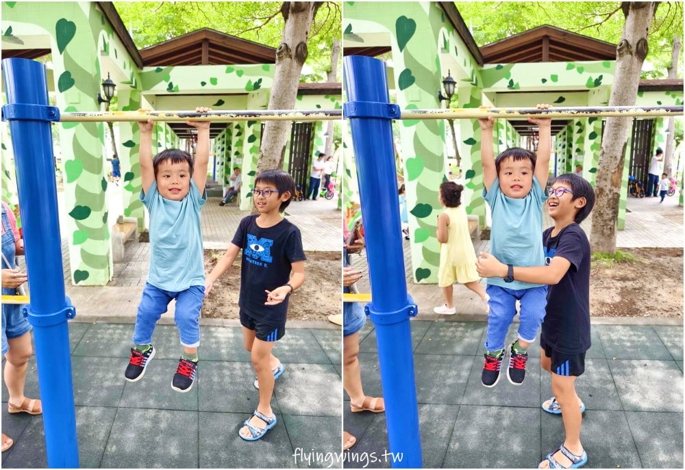 台中南屯┃豐富公園。穿山甲為意象，4公尺高樹屋遊戲場，也有適合小小孩玩的滑梯組，果然是共融式公園，面面俱到!!